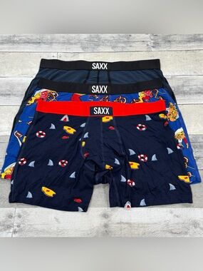 SAXX 3-PACK BOXER BRIEF MENS UNDERWEAR - ASSORTED COLORS & STYLES - SZ - LARGE